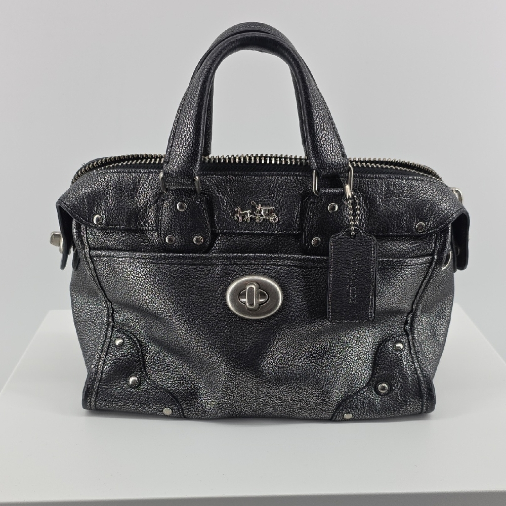 Coach Metallic Black Satchel